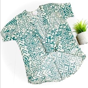 LULAROE Bianka Kids Kimono Size 1 Green & Tan